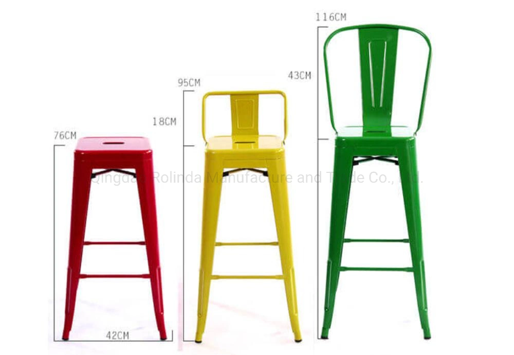 Wholesale Cheap Vintage Industrial Furniture Low-Back Counter Height Stool Kitchen Counter Stackable Metal Tolix Bar Stool for Sale