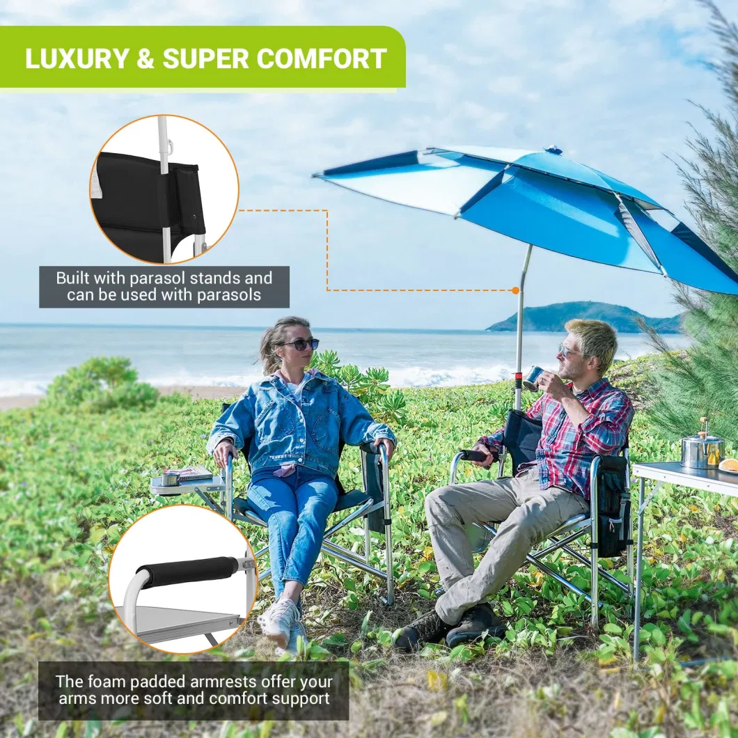 Umbrella Holder Armrest Side Table Aluminum Lightweight Oversized Director Beach Chair