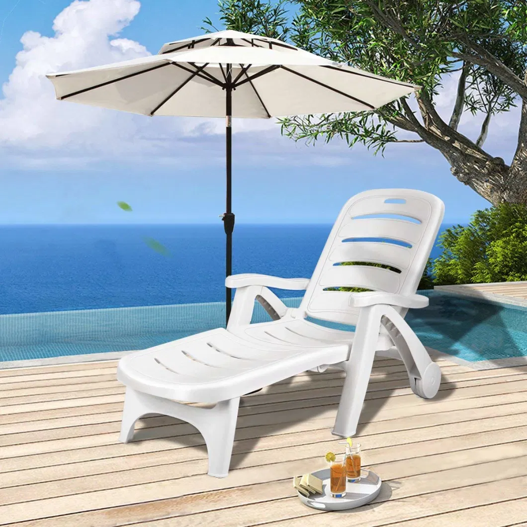 Plastic Foldable Beach Chair Pool Chaise Lounge