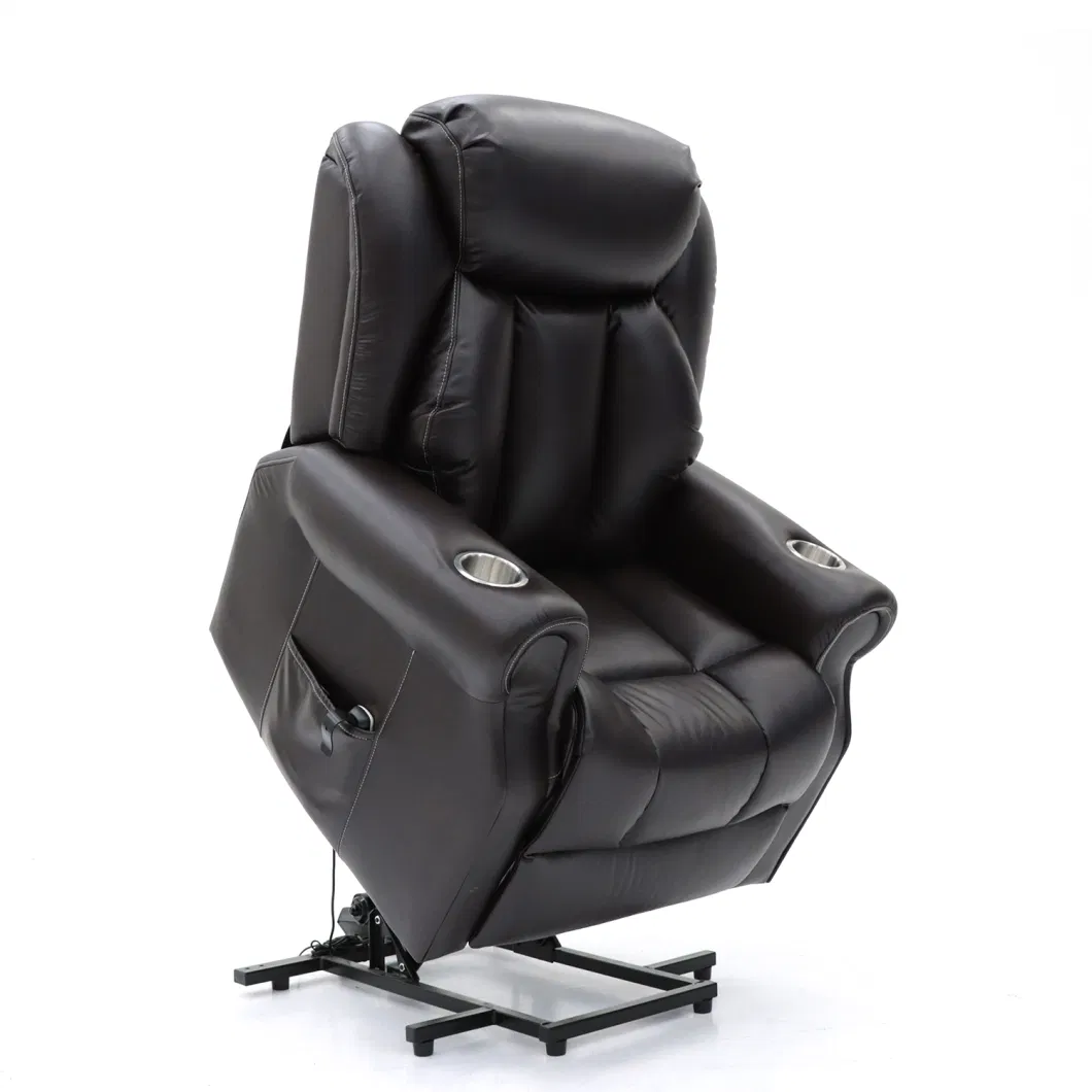 Geeksofa Air Leather Power Medical Lift Recliner Chair with Cup Holder and Massage and Heat for The Elderly