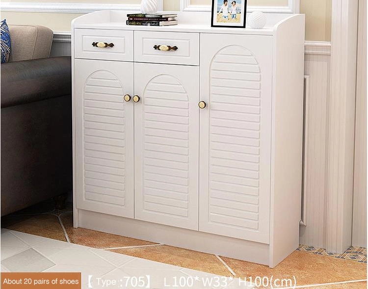 Nova White Floor Shoes Cabinet with Doors, 20 Pairs Shoes