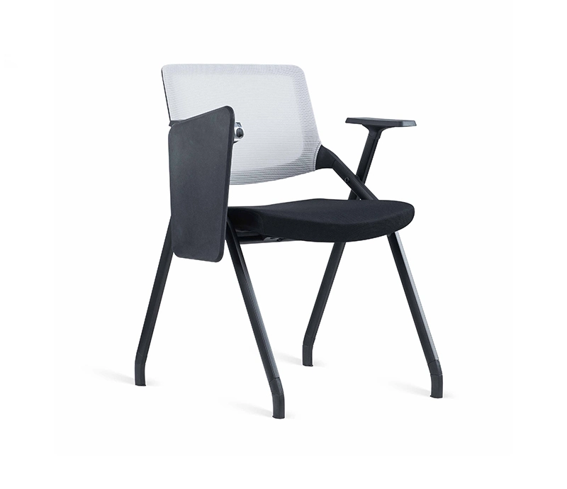 Black Foldable Space Saving Durable Meeting Training Chair with Writing Board