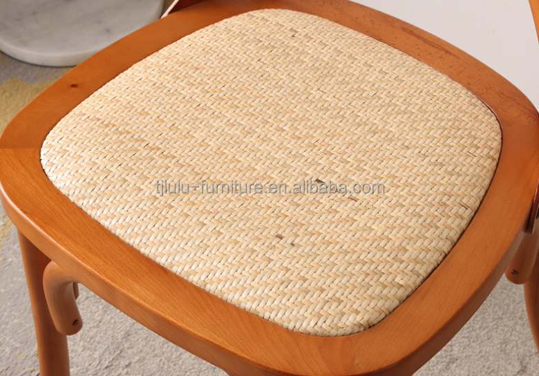 Wholesale Rattan Solid Wood Banquet Chair Furniture Solid Wooden Cross Back Chair for Events