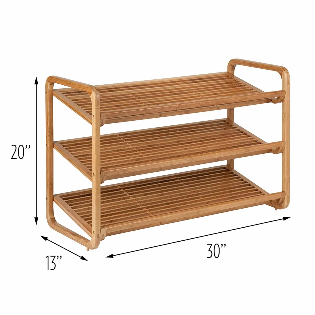 3 Tier Multifunctional Folding Bamboo Shoe Rack Zapateras Shoe Storage