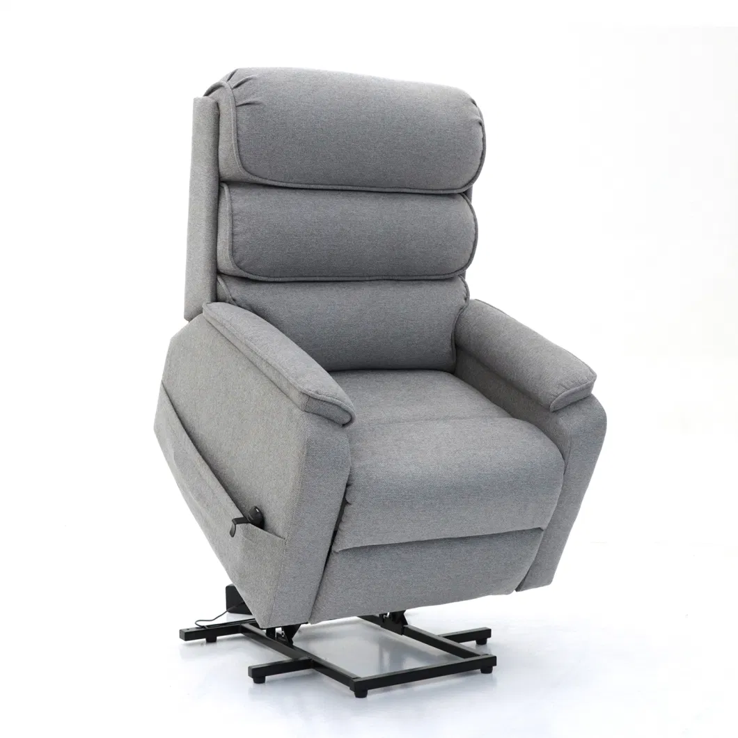 Geeksofa Linen Fabric Dual Motor Power Medical Lift Recliner Chair with Massage and Lying Flat 180 Degrees for The Elderly