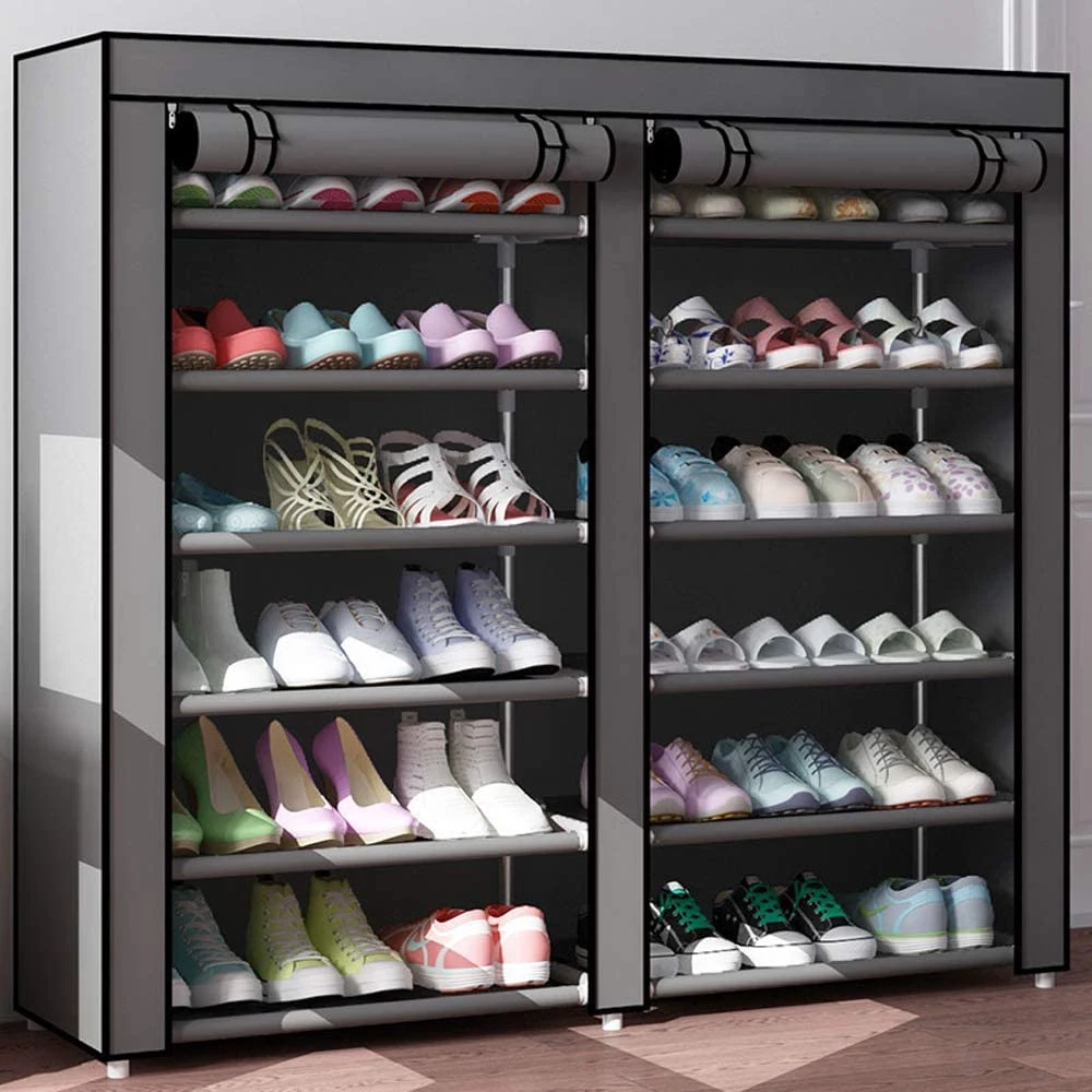 Non-Woven Fabric Portable Folding Simple Shoe Storage Organizer with Frame Cloth