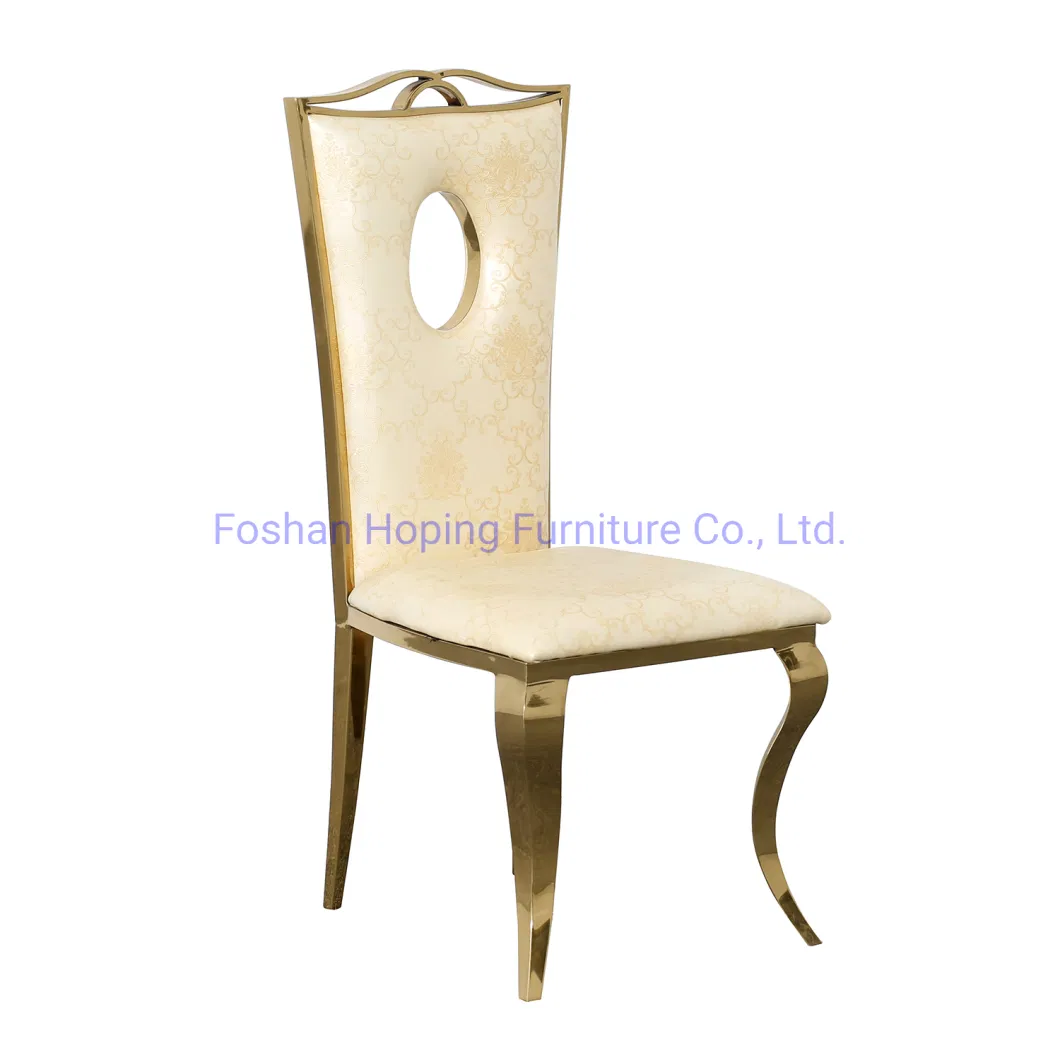 Dubai Banquet Black Waterdrop Design Back Golden Stainless Steel Chair Hotel Party Dining Chairs