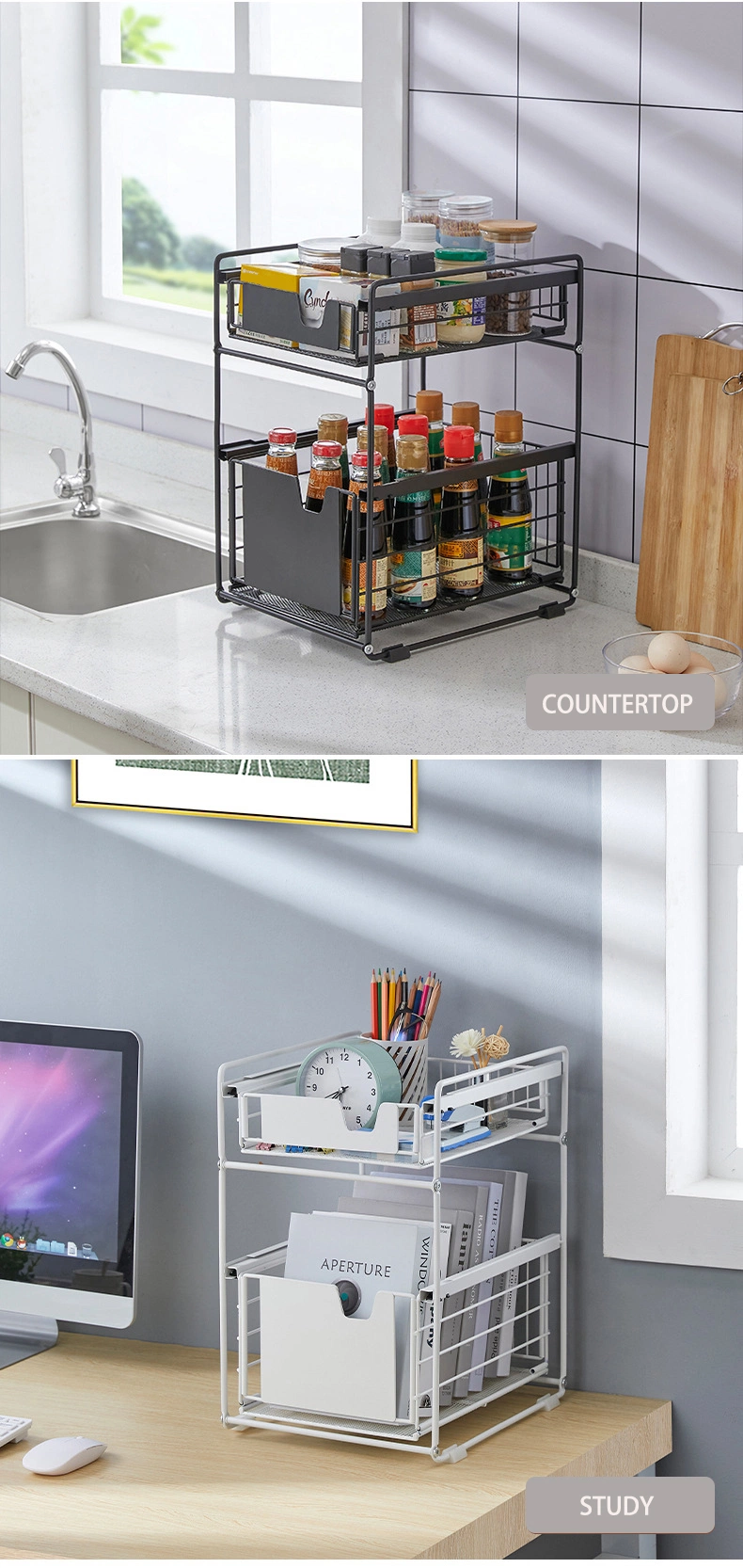 Stainless Steel Kitchen Sink Storage Rack Shelf for The Kitch with Muliple Functions and Tiers