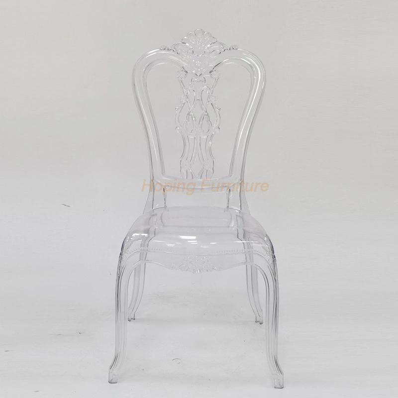 Net Back Decoration Transparent Crystal Wedding Dining Furniture Tiffany Resin Chair