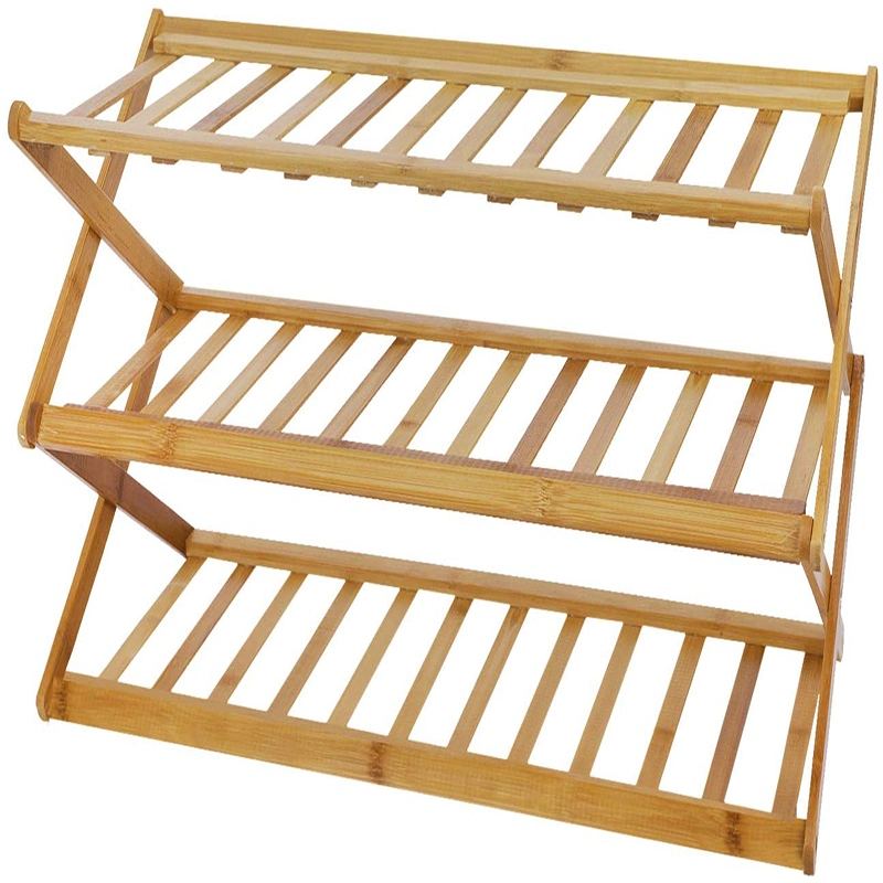 3 Tier Multifunctional Folding Bamboo Shoe Rack Zapateras Shoe Storage