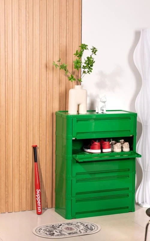 Colorable and Practical Plastic Storage Shoe Cabinet for Living Room