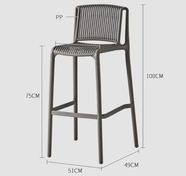 Outdoor Plastic Bar Chairs with Modern Colorful Stackable Backrest Bar Stool Chairs