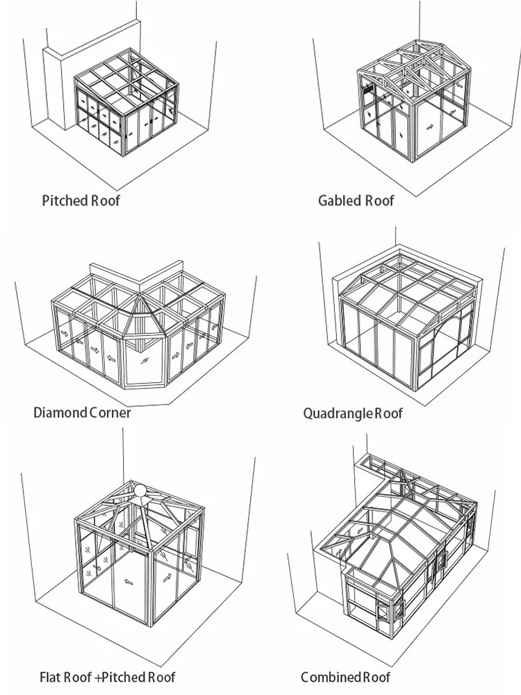 Outdoor Glass House Winter Garden Low-E Free Standing Aluminum Sunroom Price