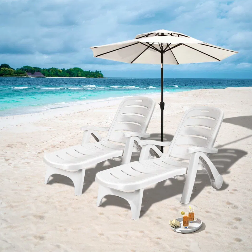 Plastic Foldable Beach Chair Pool Chaise Lounge