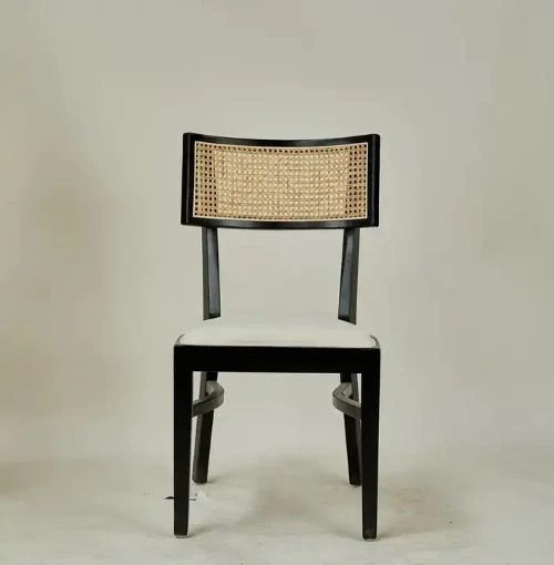 Restaurant Furniture Wooden Dining Chair Cane Wicker Square Back Stackable Wood Chair