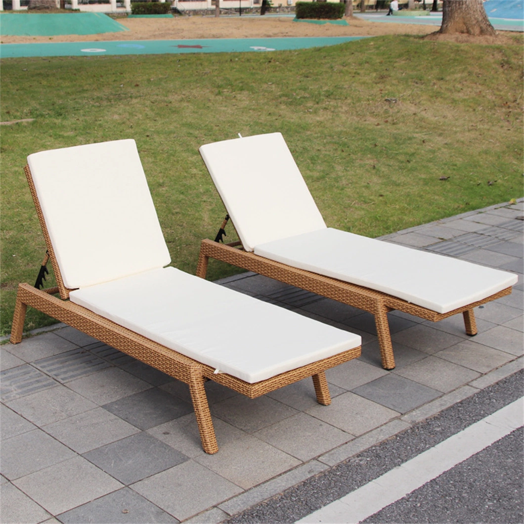 Hot Sale Rattan Garden Chair Modern Patio Leisure Chair Wicker Sunbed Aluminium Beach Bed Outdoor Sun Lounger