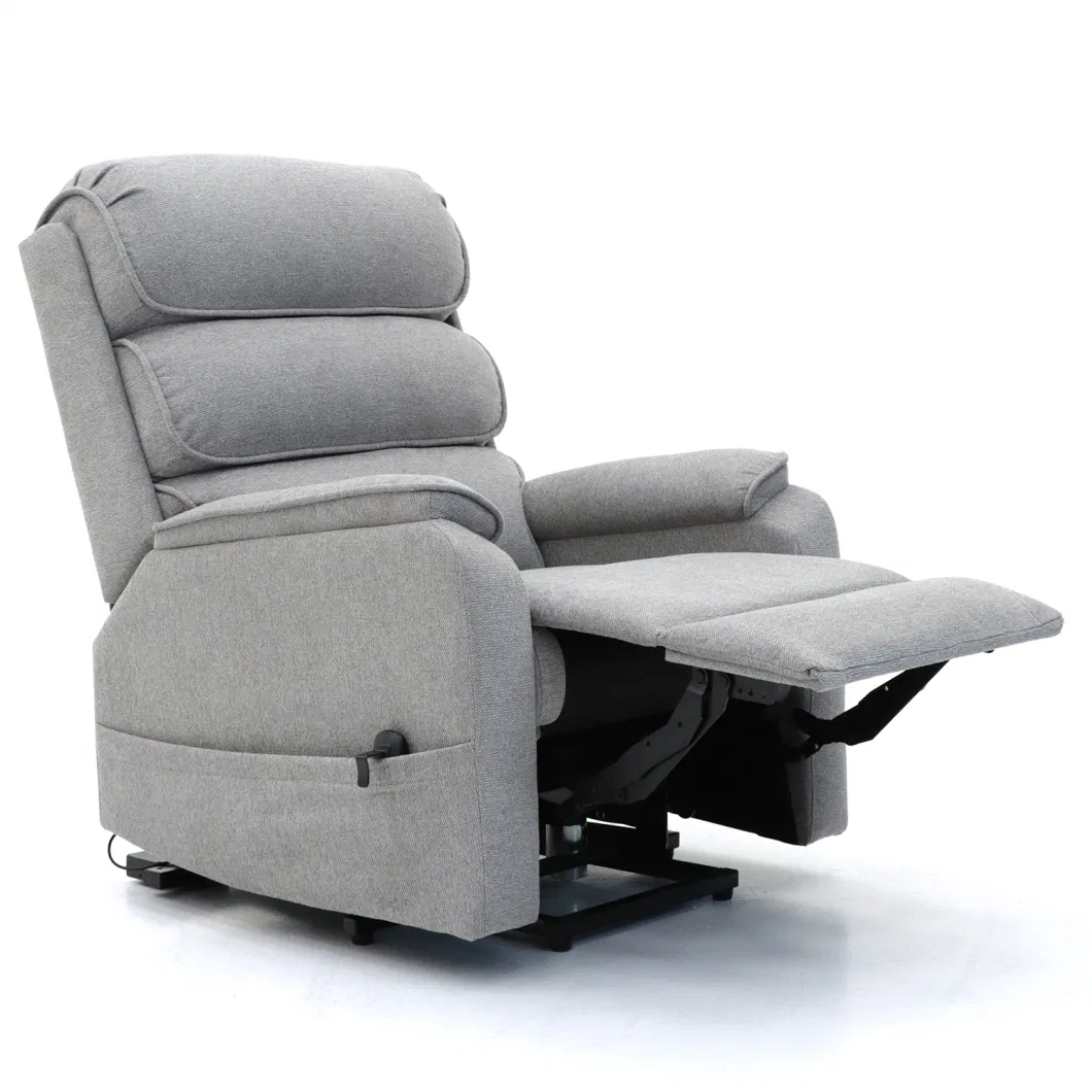 Geeksofa Linen Fabric Dual Motor Power Medical Lift Recliner Chair with Massage and Lying Flat 180 Degrees for The Elderly