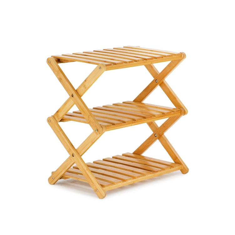 3 Tier Multifunctional Folding Bamboo Shoe Rack Zapateras Shoe Storage