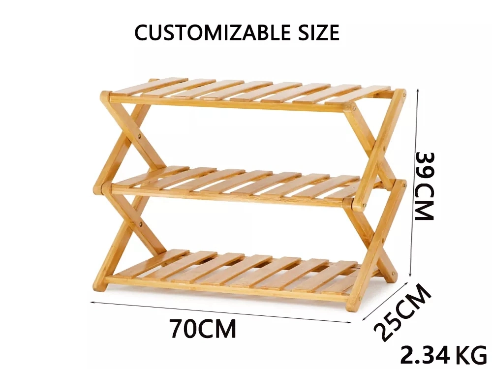 3 Tier Multifunctional Folding Bamboo Shoe Rack Zapateras Shoe Storage