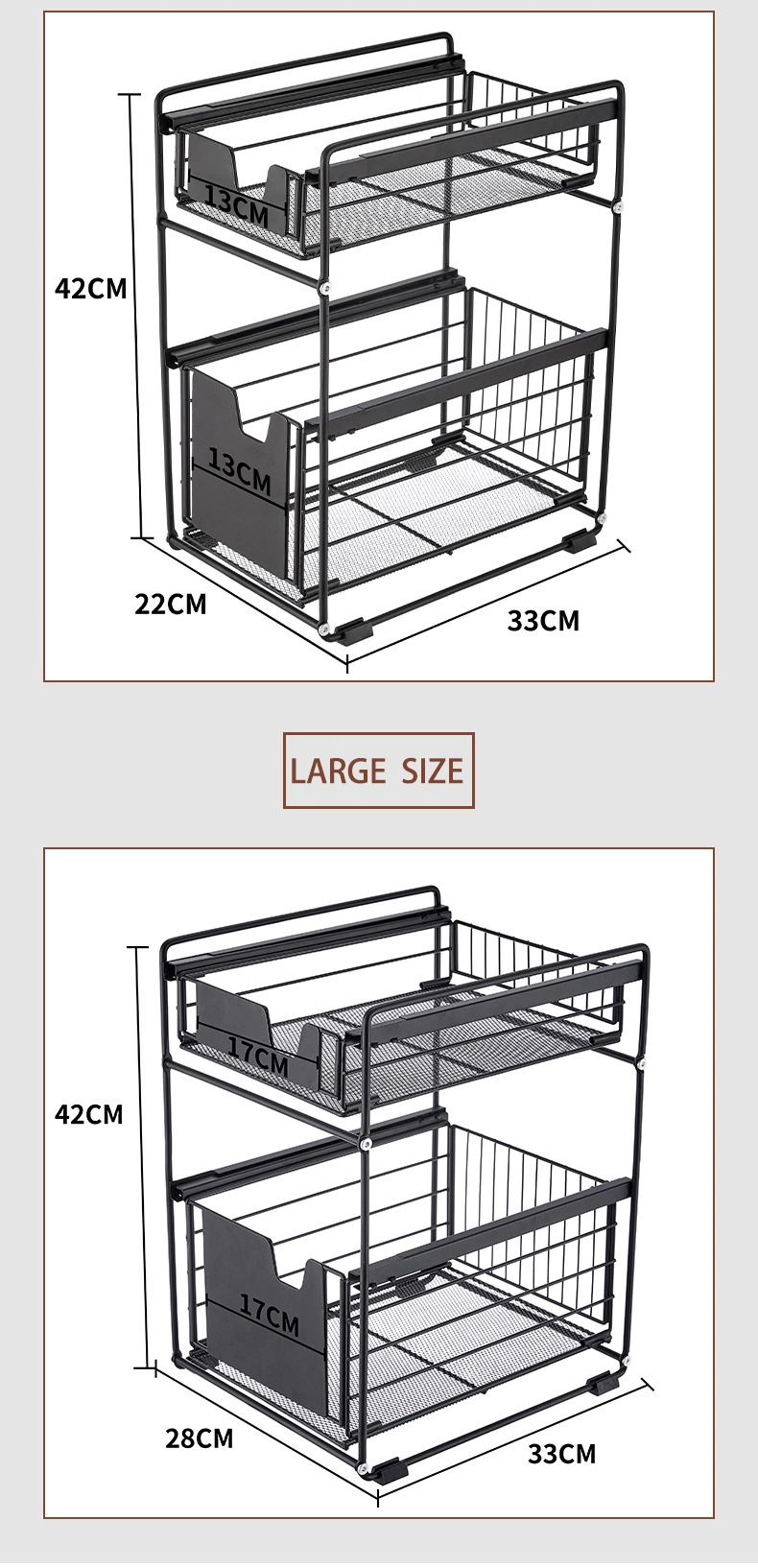 Stainless Steel Kitchen Sink Storage Rack Shelf for The Kitch with Muliple Functions and Tiers