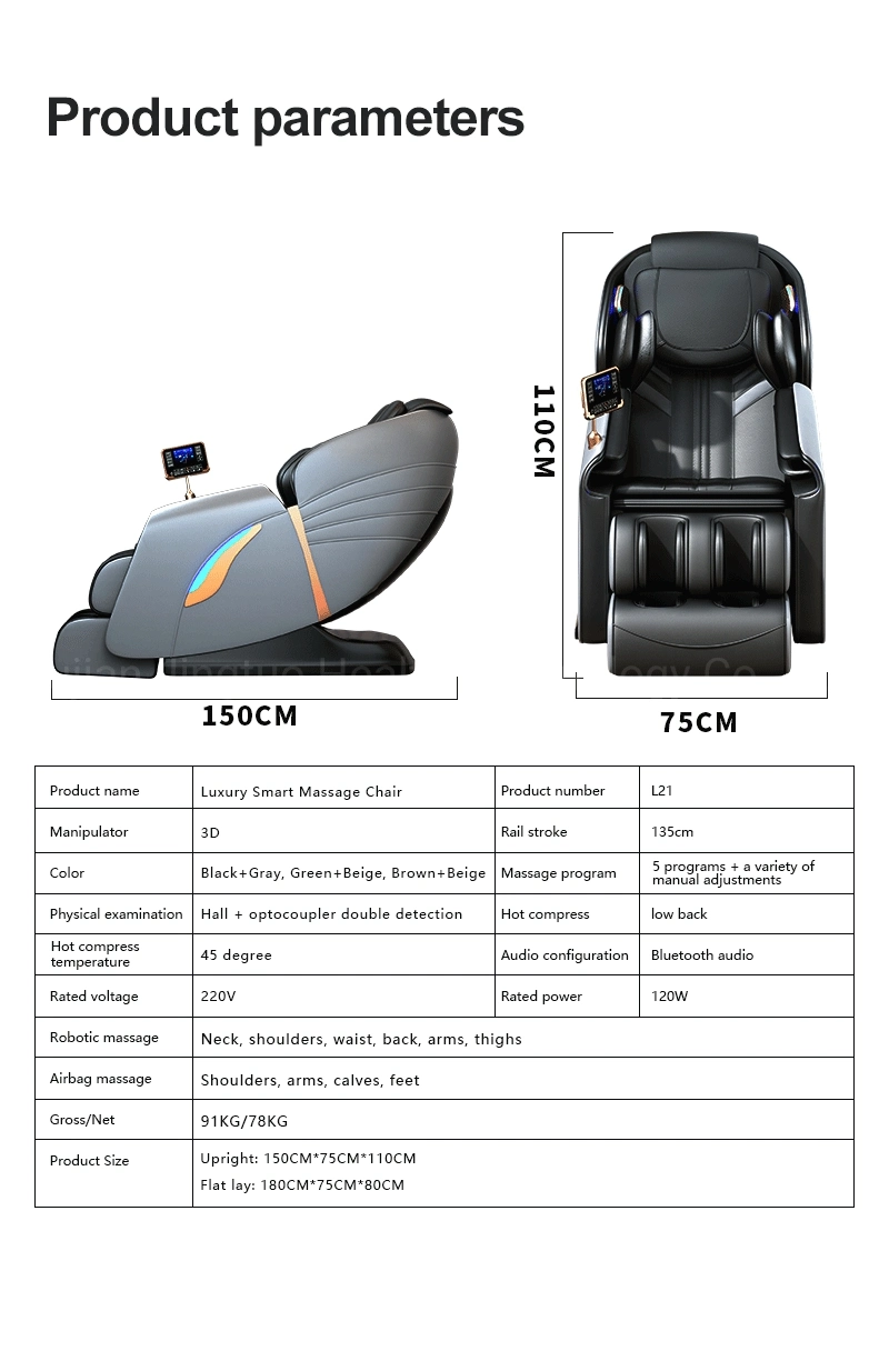 2023 Factory Manufacture PU Leather Material Color Option Full Body Massage Chair Luxury Zero Gravity