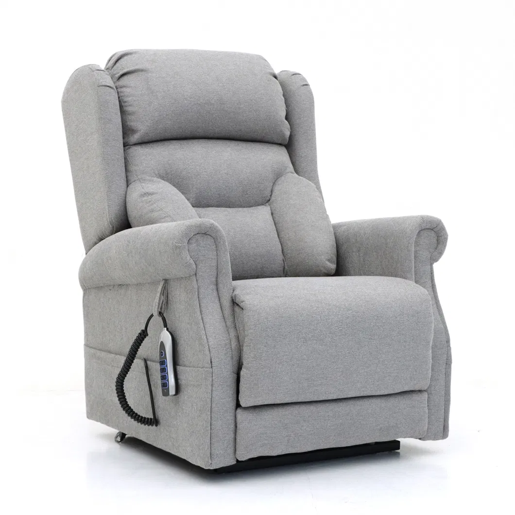 Geeksofa Linen Fabric Quad Motor Power Medical Lift Recliner Chair with Power Headrest and Lumbar Support for The Elderly