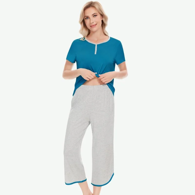 Wholesale Women Soft Bamboo Lounge Cropped Pajama Sets