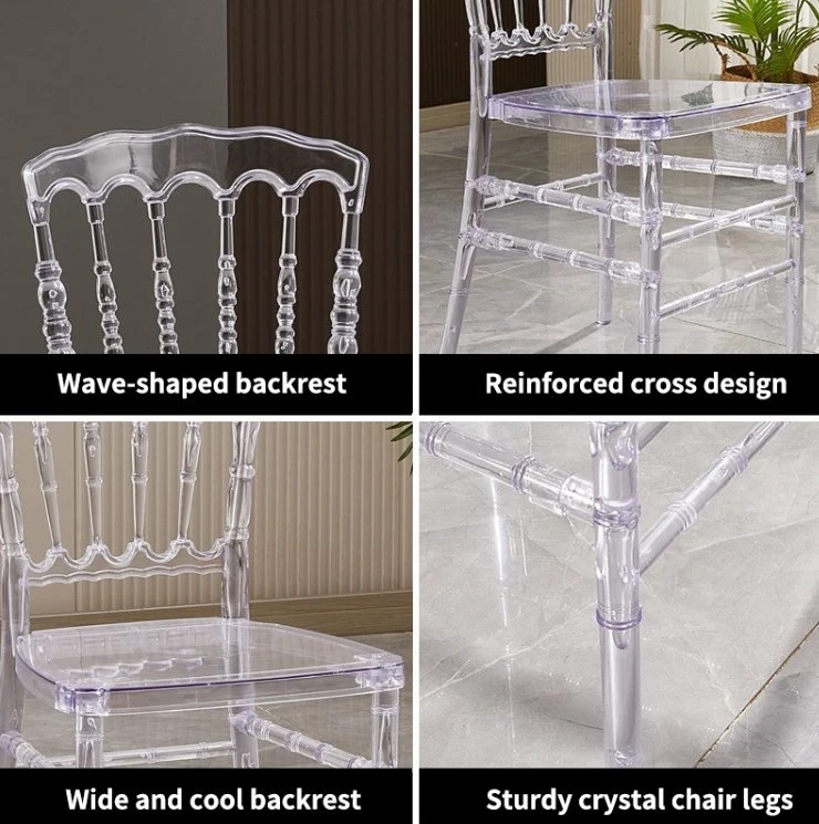 Clear Design Stackable Crystal Resin Wedding Party Tiffany Transparent Hotel Acrylic Chairs