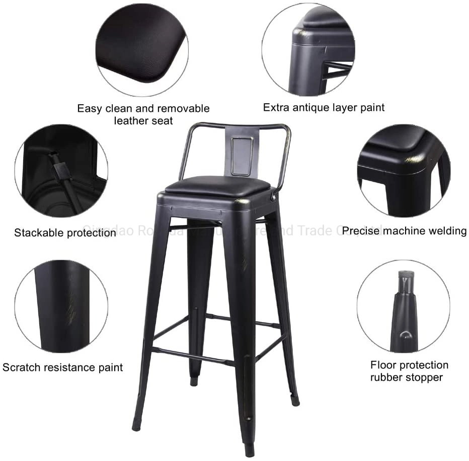 Wholesale Cheap Vintage Industrial Furniture Low-Back Counter Height Stool Kitchen Counter Stackable Metal Tolix Bar Stool for Sale