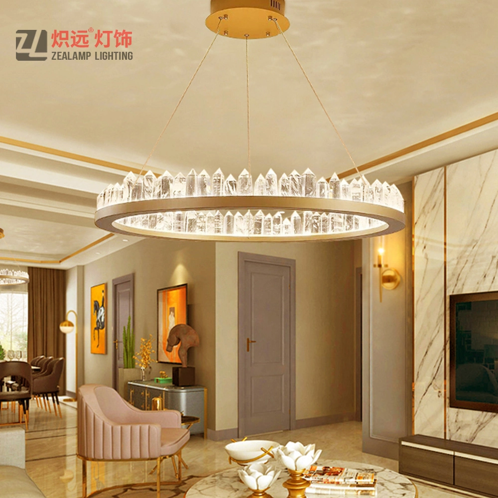 Contemporary Living Room Office Circle Lamp Decorative Crystal Pendant Lighting