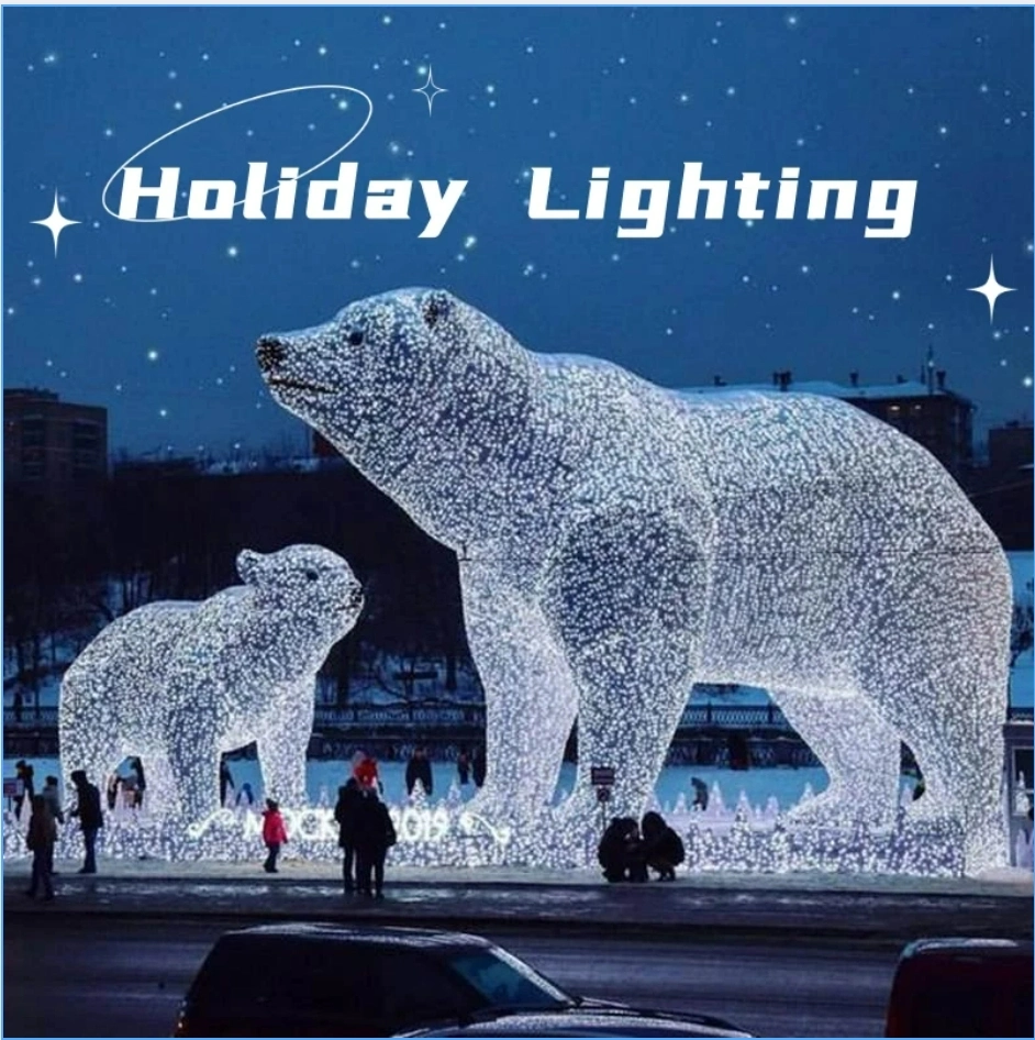 Teddy Bear Motif Lights Polar Animal LED Lighting Christmas Santa Holiday Decorations