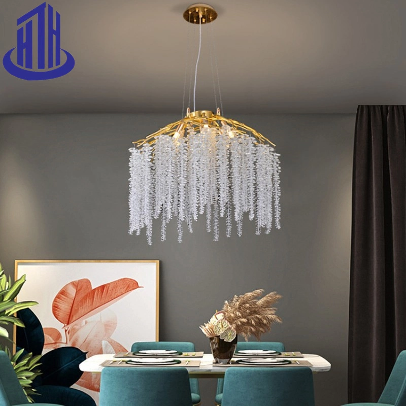 9-Lights Tree Branch Raindrop Ceiling Pendant Light Gold Luxury Crystal Chandelier (68)