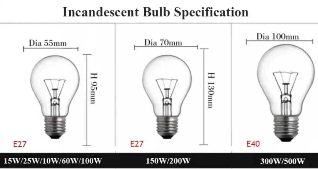 110V 220V Clear Incandescent Bulb A55 A60 A70 40W 60W 75W 100W 150W 200W E27 B22 Incandescent Bulb Lamp