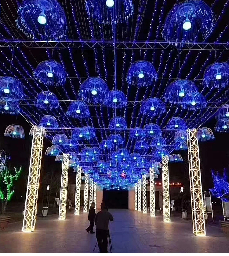 Hanging Optic Fiber Lighting Decorated LED Jellyfish Light for Holiday Lighting