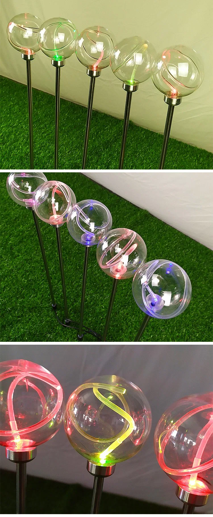 Optical Fiber Ball Ground Light LED Luminous Ball Light Outdoor Solar Landscape LED Garden Light Optic Fiber Lighting