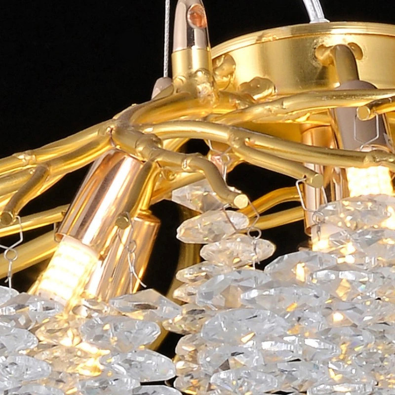 9-Lights Tree Branch Raindrop Ceiling Pendant Light Gold Luxury Crystal Chandelier (68)