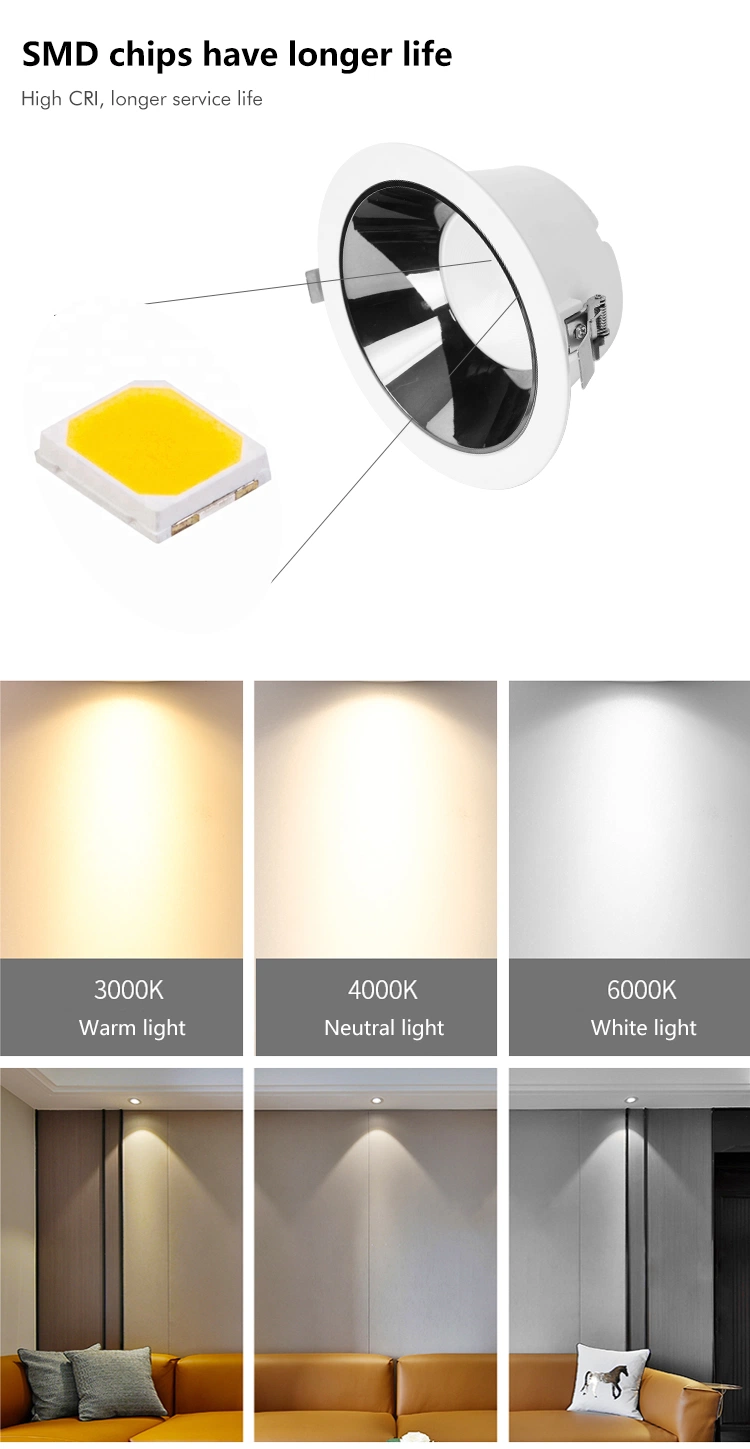 Commercial Recessed Energy Saving Housing Indoor Spot Light Ceiling 20W LED Down Lamp