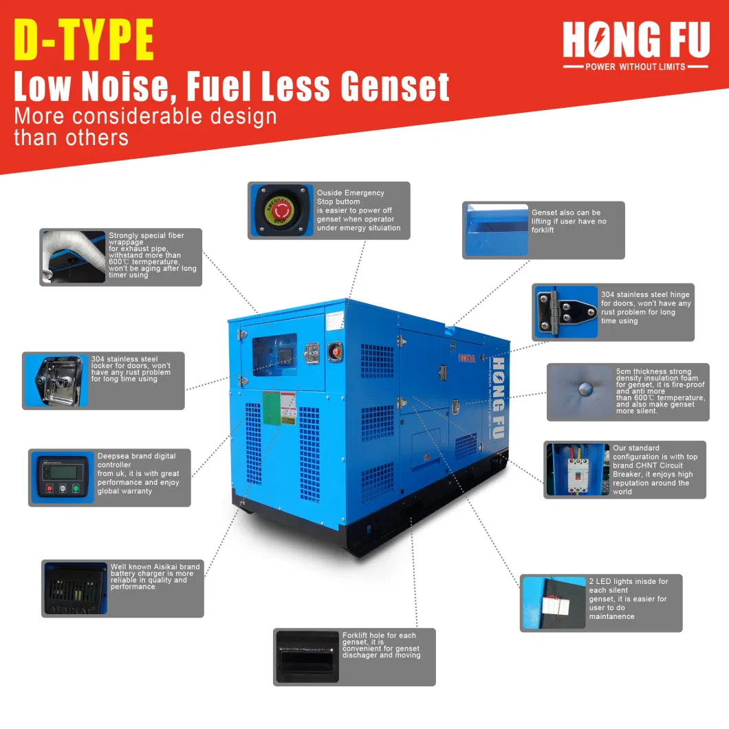 188kVA to 206kVA Cummins Perkins FAW Standby Genset Silent Diesel Power Generators Electric Generator Set with Leroy Somer Hongfu Alternator ISO CE