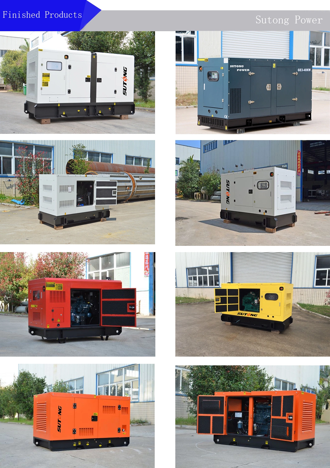 Sutong Power 5kVA-2500kVA Open/Silent/Trailer Type Electric Industrial Diesel Generator Powered by Cummins/Perkins/Deutz/Isuzu/Kubota/Shangchai/Yuchai/Ricardo