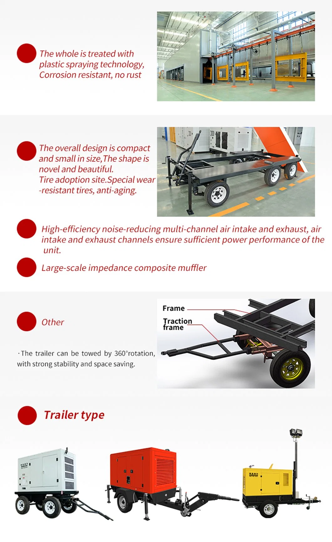 Trailer Type 100kw/120kw/150kw/200kw/250kw/300kw/350kw/400kw Pkns Portable Engine Diesel Generator