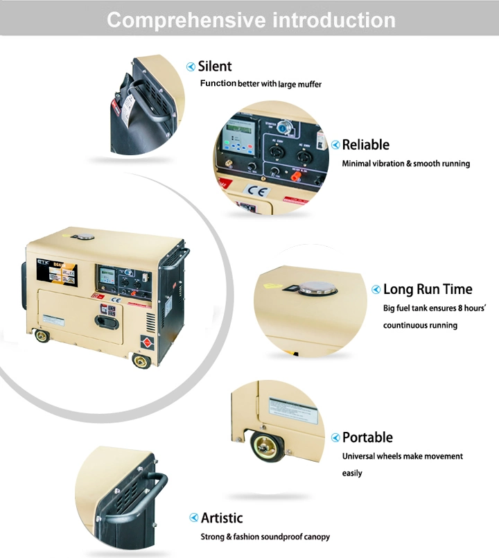 5kw Portable Air-Cooled Soundproof Silent Diesel Generator