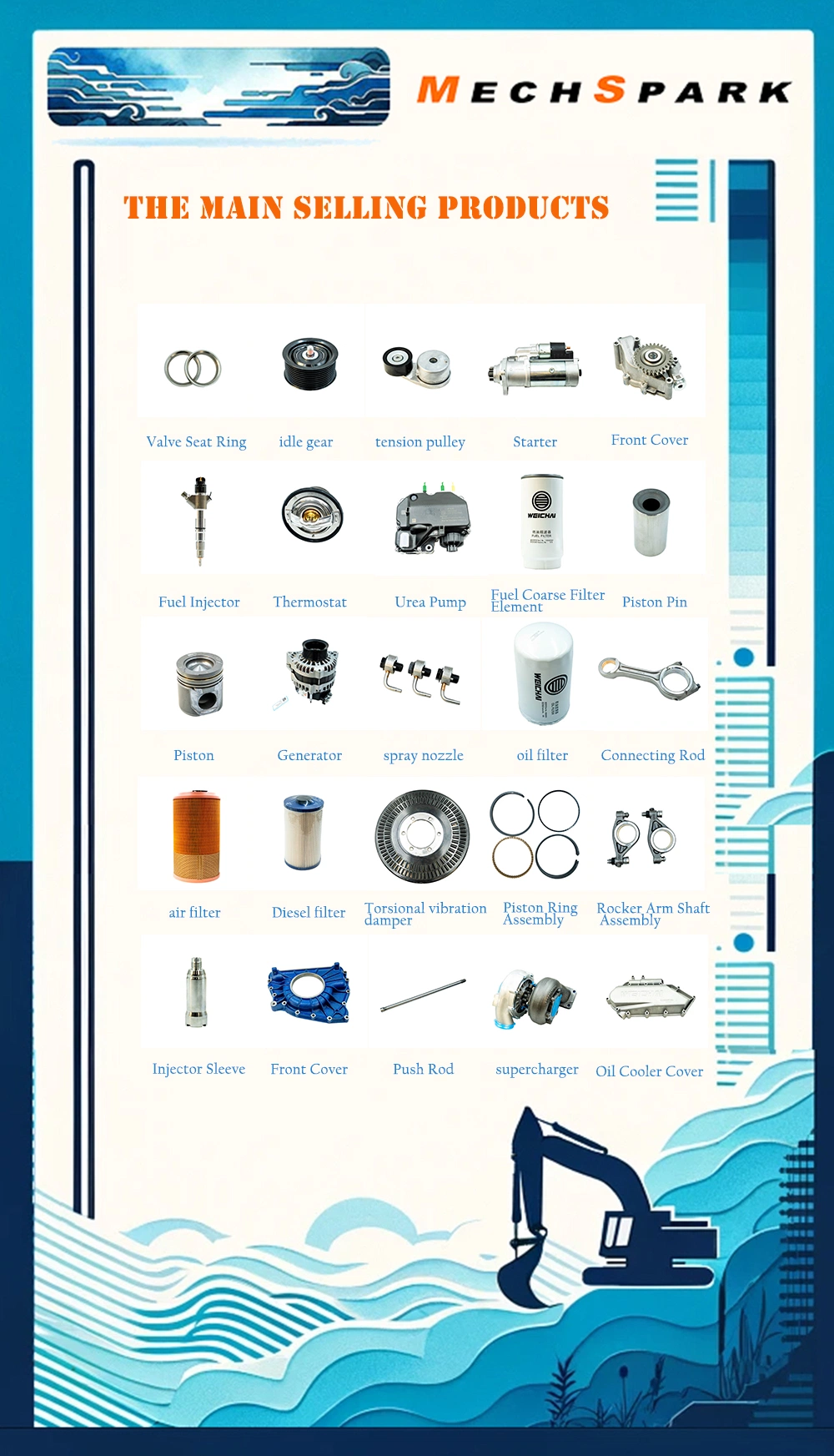 Wp6 Wechai Engine Parts for Sinotruk HOWO Trucks and Marine Engines, Including Generator and Diesel Engine Spare Parts