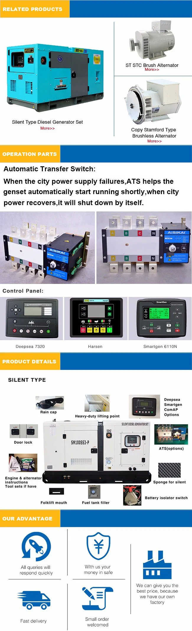 Military Product Fuel Saving Soundproof Silent Industry Standby 80kw Deutz Diesel Power Generator