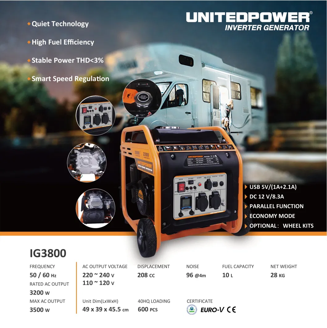 3.5kw/3.2kw Soundproof Gasoline Inverter Generator with Certificates EPA/EU-V/Carb/EMC/Noise/CE/GS