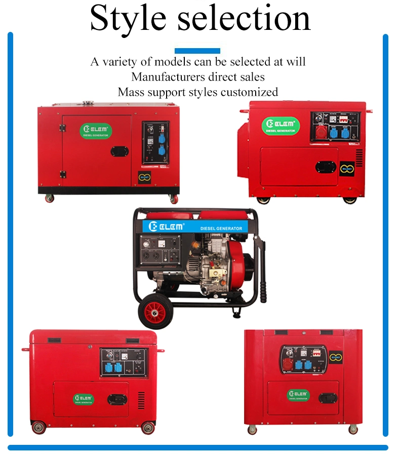 5.0kVA 5.0kw 6.25kVA 6.0kw 7.5kVA 7.0kw 8.75kVA 8.0kw 10kVA 220V 380V Freezer Style Mobile Electric Low Noise and Silent Diesel Generator