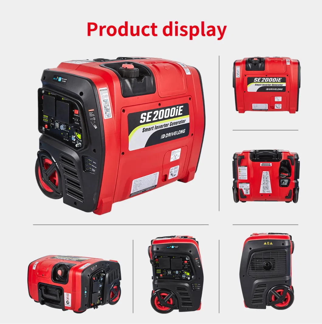 SE2000iE 2000W 2kw Super Silent Smart Portable Gasoline Engine Inverter Generator for Camping Home Use with Wheels &amp; Electric Starter