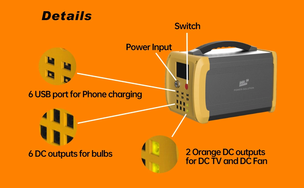 Yellow Home Portable Solar Power Energy Generator for Lighting and Running TV &amp; Fan