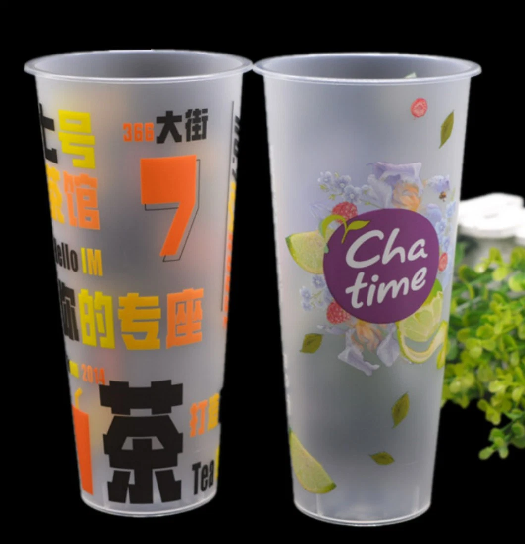 12oz 16oz 22oz in-Mold Labeling Boba Cup Plastic Iml Coffee Cup Printed with Full Graphics