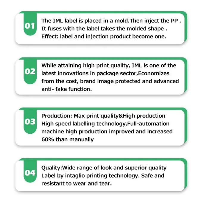 Customized Injection Printing in Mold Label Iml for PP Plastic Containers