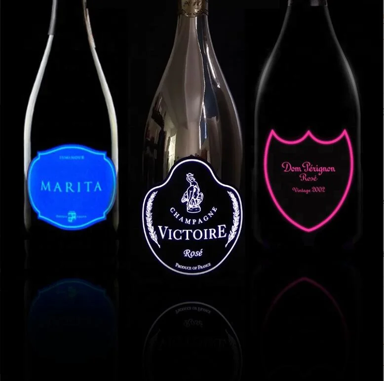 2024 New Mold Wine Label Customized Bottle Sticker Glow Label EL Bottle Sticker Label